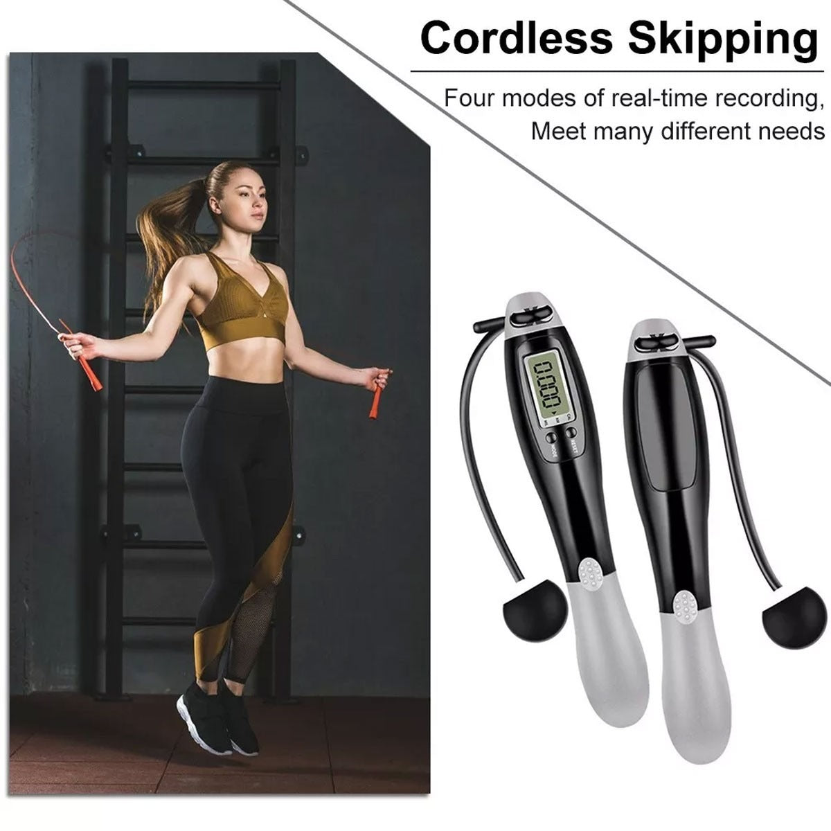 Cordless Skipping Rope  Ropes Smart Screen With Weighted For Sports Fitness